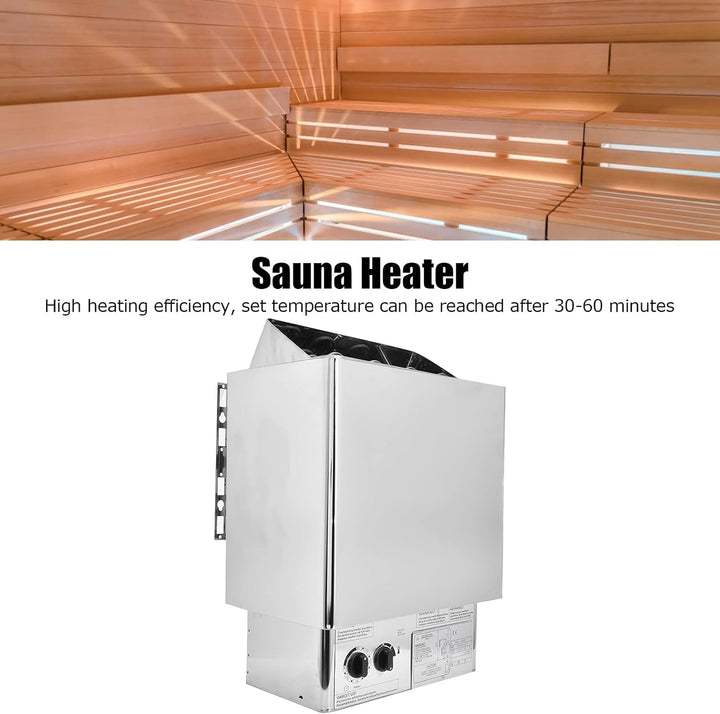 6KW 220V Electric Sauna Heater Stainless Steel Sauna Heating Stove with Internal Controller, Wet and Dry Bath Sauna Box Sauna Room Equipment for Home Hotel Spa Shower Steam Room