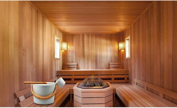 Sauna Aluminum Bucket for Ultimate Relaxation for Sauna Experience Health Wellness Bucket with Long Handle Spoon