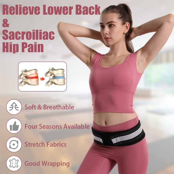 Sacroiliac SI Joint Support Belt Sciatica Pain Relief Brace Lower Back Support Hip Sciatic Nerve Pelvis Lumbar Pain Relief Devices for Women and Men (S/M (Hip Size 32-47 Inch))