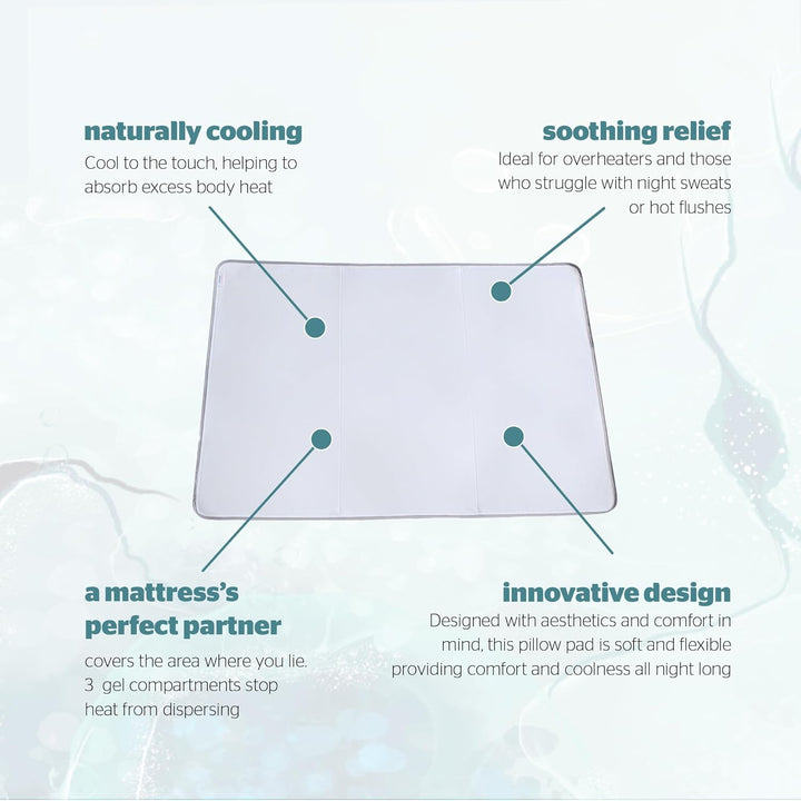 Restore Cooling Gel Pillow & Mattress Pad - Helps Absorb Body Heat Prevent Overheating - Improve Sleep Quality for Night Sweats Hot Flushes Menopause - Cool Mat for Bed Sofa Car Travelling