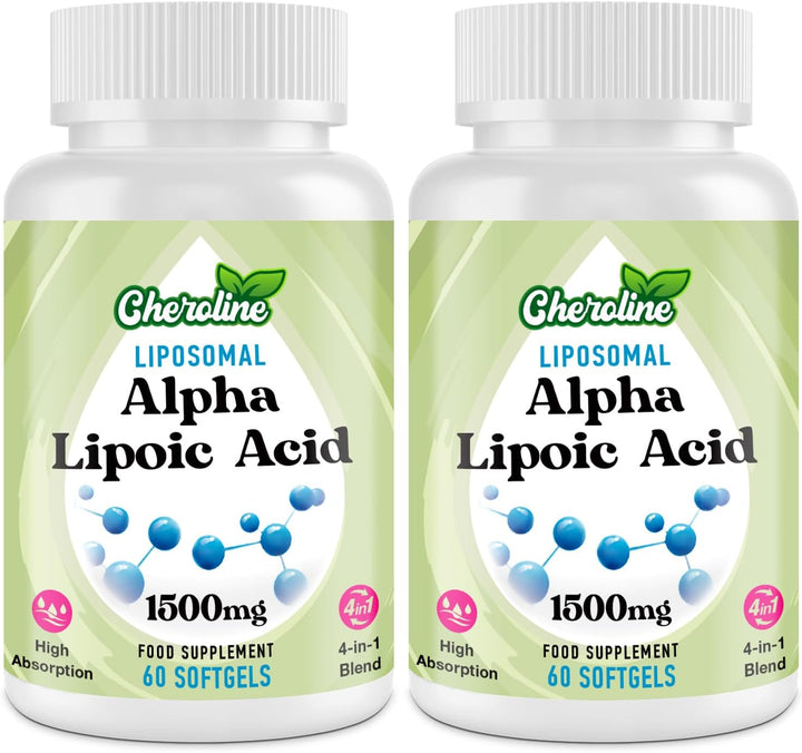 Alpha Lipoic Acid 1500Mg, Liposomal High Absorption ALA Supplement, 4-In-1 Formula with Acetyl-L-Carnitine, Ubiquinol & Vitamin E, Powerful Energy Support, 60 Softgels