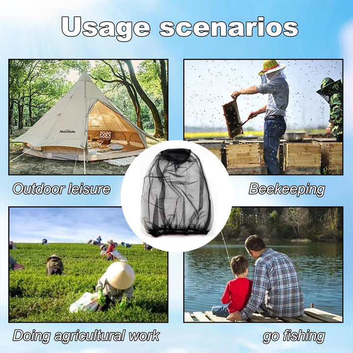 2Pcs Midge Head Net Mosquito Head Protecting Net Face Mesh for Mosquitoes Bugs Fly Insects Gnats Midges Encrypted Fine Mesh Insect Netting Cover for Outdoor Fishing Camping Hiking Climbing Walking