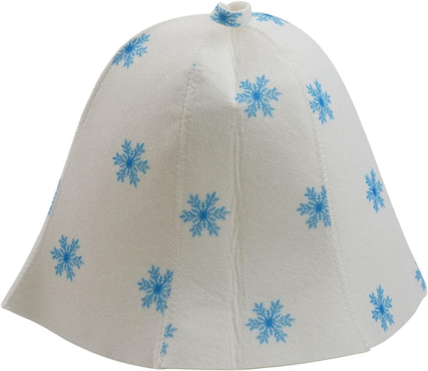 Thickened Wool Felt Sauna Hat Steam Room Cap Spring Bath Head Cover Heat for PROTECTION Insulated Hair Drying Accessory Comfortable for Spa Equipment(Blue Snow)