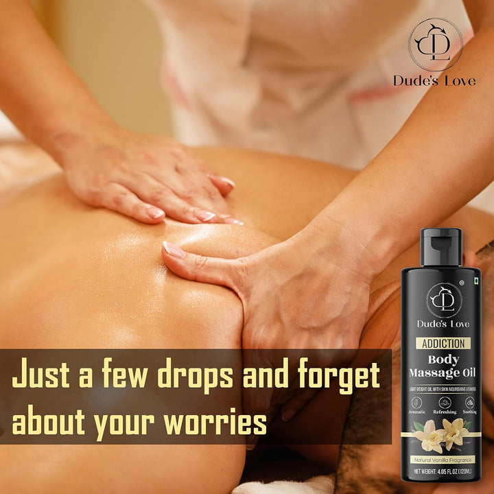 Organic - Vanilla Edible Full Body Massage Oil - No Stain & Non-Sticky | with Fractionated Coconut Oil, Vanilla & Jasmin Oil | for Massage Therapy - 4.05 Fl Oz