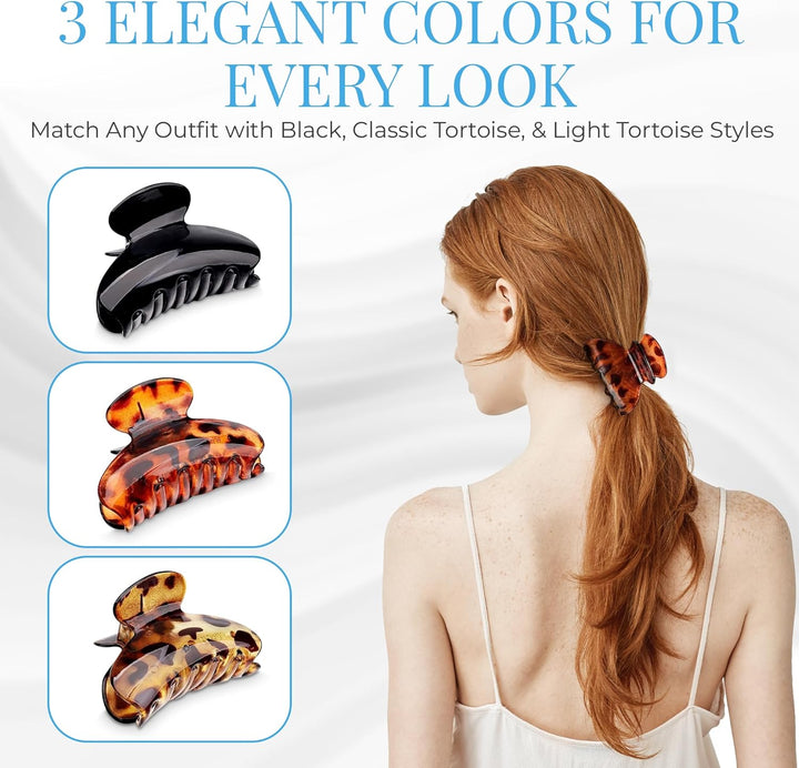 3 Pcs Hair Jaw Clips, 7Cm X 4Cm/2.8Inch X 1.6Inch Medium Acrylic Hair Claw Clips for Girls and Women