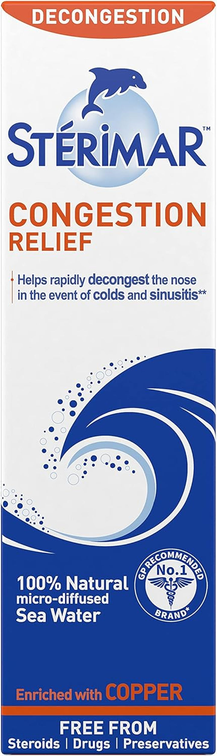 Congestion Relief, Nasal Spray, Natural Sea Water Solution, 50 Ml