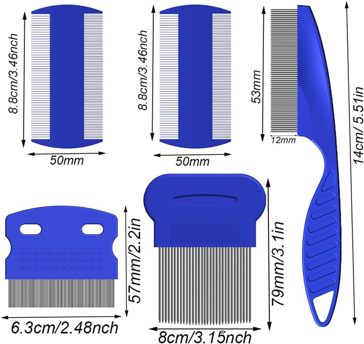 Lice Comb, 5 Pcs Lice Combs, Double Sided Lice Combs, Stainless Steel Tooth Comb, Lice Removal Comb