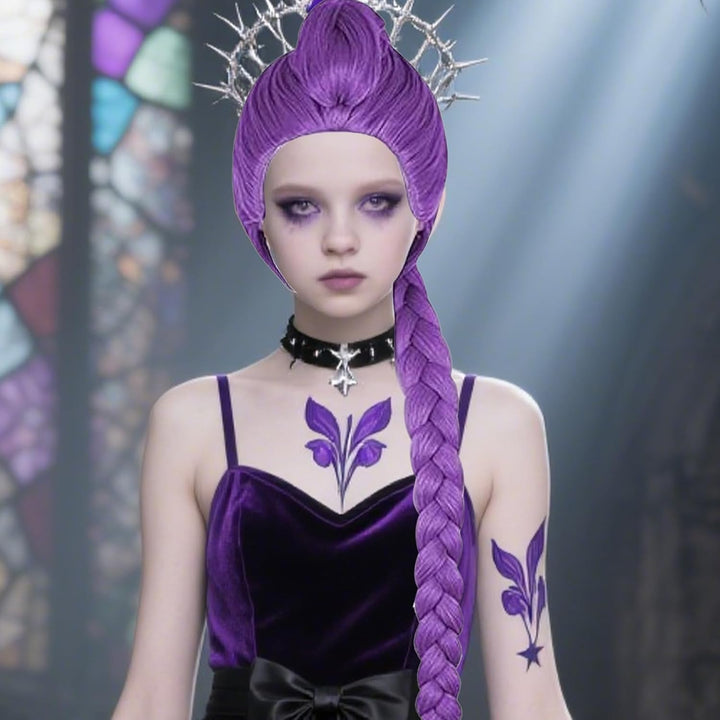 Rumi Costume Kids Wig Cosplay, Anime Mira Zoey Rumi Costume Wig, Demon Hunters Purple Braid Wigs for Kids Halloween, Carnival, Party (B)