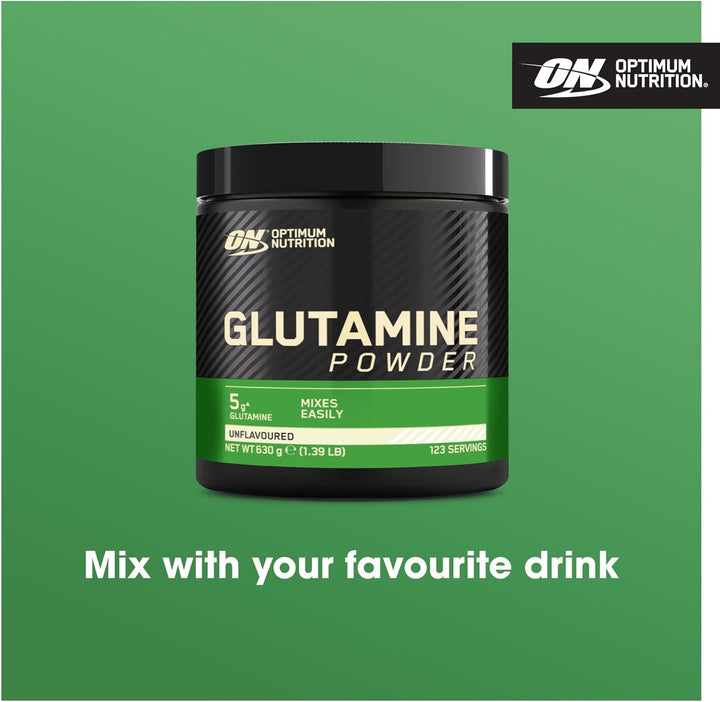 Glutamine Powder, L-Glutamine Amino Acid Powder, Food Supplement, Pre and Post Workout Shake, Unflavoured, 123 Servings, 630 G