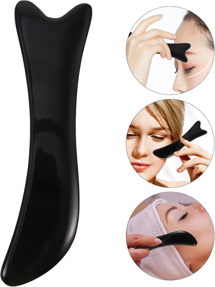 Buffalo Horn Gua Sha Board Double-Head Face Guasha Plate for Skin Care Massage Tool Handcrafted Facial Scraping for Neck and Eye Therapy Portable and Natural Material