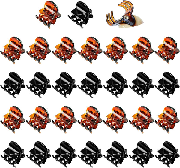 30PCS Mini Hair Clips, Small Hair Clips, Mini Claw Hair Clips, Small Hair Clips for Women with Storage Bags, Non-Slip Hair Catch for Women Girl'S Hair Black and Brown