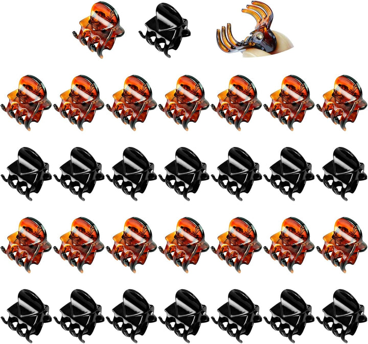 30PCS Mini Hair Clips, Small Hair Clips, Mini Claw Hair Clips, Small Hair Clips for Women with Storage Bags, Non-Slip Hair Catch for Women Girl'S Hair Black and Brown