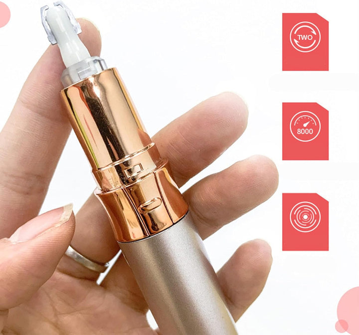 Electric Eyebrow Trimmer, Rechargeable Stainless Steel Automatic Eyebrow Groomer for Women Lady Girl (Gold)