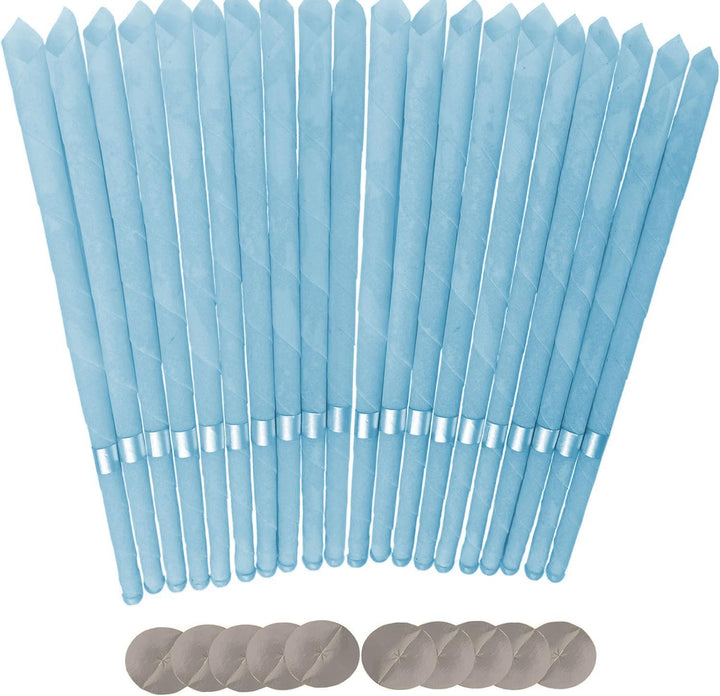 20Pcs Ear Candles, Ear Candle Set with Natural Organic Beeswax (Drip Protection Tray 10Pcs), Ear Candle Kit, for Health Care of Blocked Ears (Yellow)
