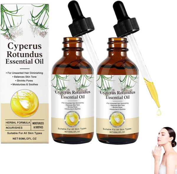 Cyperus Rotundus Oil for Hair Removal,Natural Body and Facial Hairs Removal for Women,Shaving Oil Women,Reduces Unwanted Hair Growth after Shave,Moisturizing Treatment for Sensitive Skin (2PC, 60Ml)