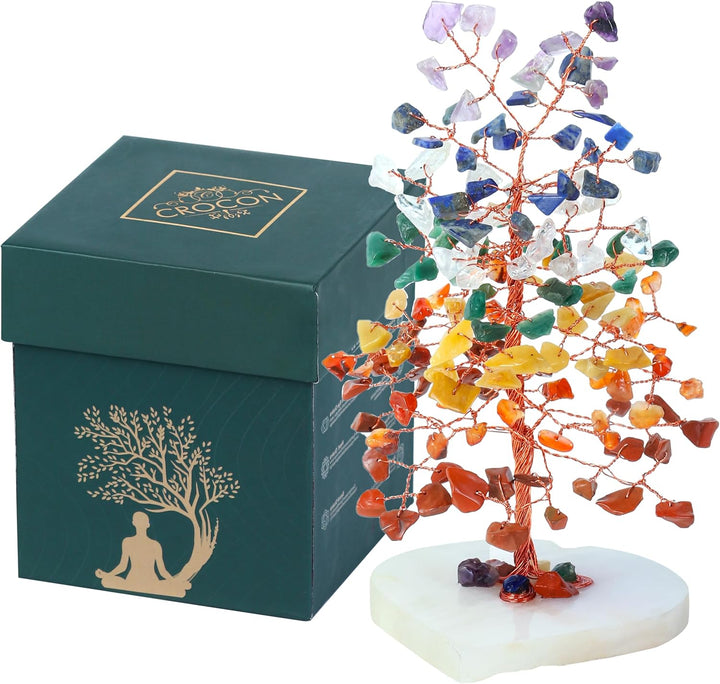 7 Chakra Healing Crystal Tree of Life Handmade Feng Shui Crystal Tree for Good Luck Positive Energy Wealth Reiki Healing Gifts for Women and Mum Birthday Home Decor & House Warming Gift
