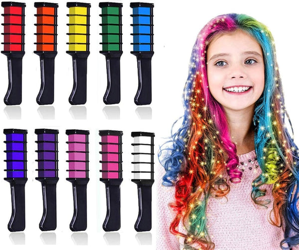 10 Colors Hair Chalk for Girls Kids Gift,  Temporary Bright Hair Color Dye for Girls and Boys, Washable Hair Chalk Comb Gift for Halloween Christmas Birthday Party Cosplay