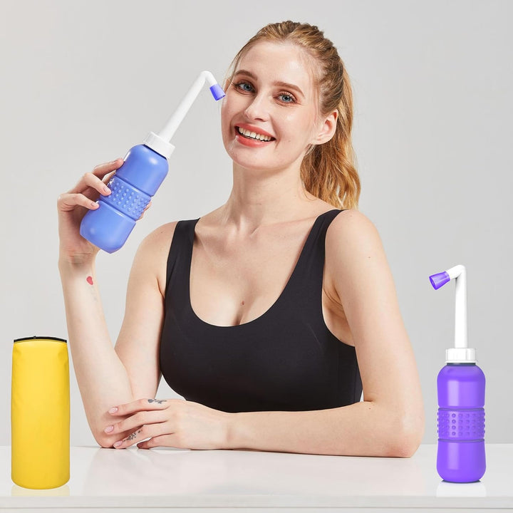 2Pcs-Pack Portable Bidet Sprayer - Easy Bidet Bottle- Travel Bidet - Baby Travel Bathing Kit-Postpartum Perineal Care 450 Ml 15Oz Capacity for Audlt,Baby,Eldery or Cleansing after Birth