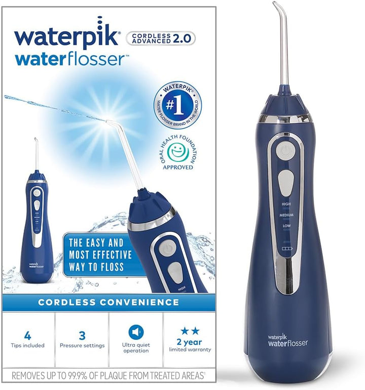 Cordless Advanced Water Flosser, 3 Pressure Settings, Dental Plaque Removal Tool, Ideal for Travel or Small Bathrooms, USB Charger, White, WP-580UK