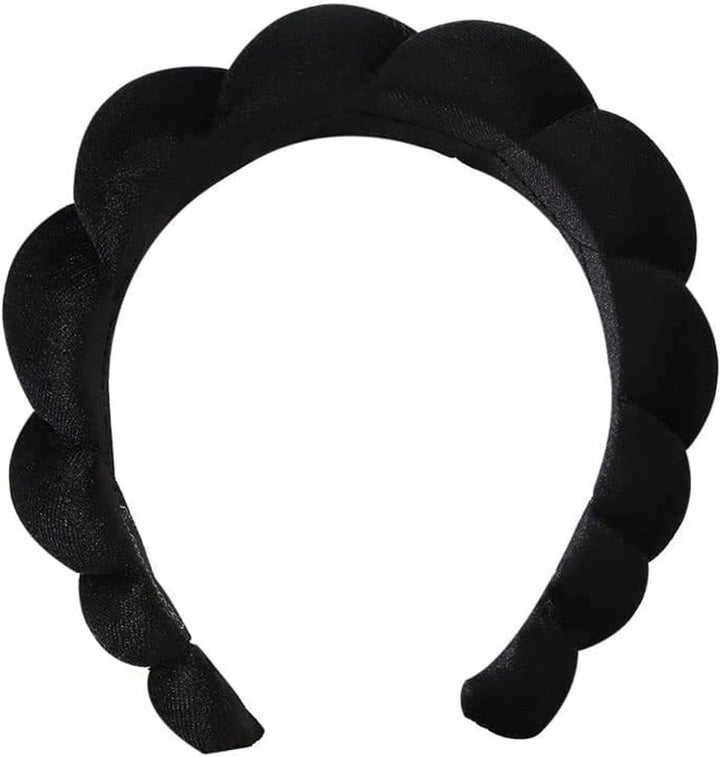 Puffy Makeup Headband Spa Headbands for Women Sponge & Terry Towel Cloth Fabric Cute Skincare Headband for Face Washing, Makeup Removal, Shower, Facial Mask (Pink)