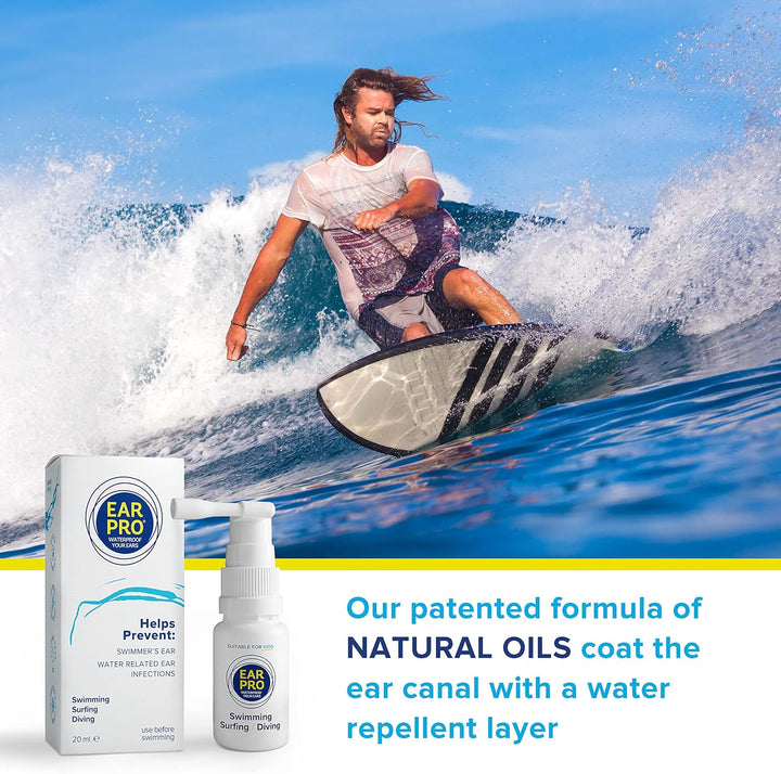 Ear Pro - Natural Swimmers Ear Drops Spray Oil a Hygienic Ear Plugs Replacement That Forms a Seal to Prevent Trapped Water & Infection - Safe to Use Swim Ear Drops for Adults & Kids (200 Uses, 1 Pack)