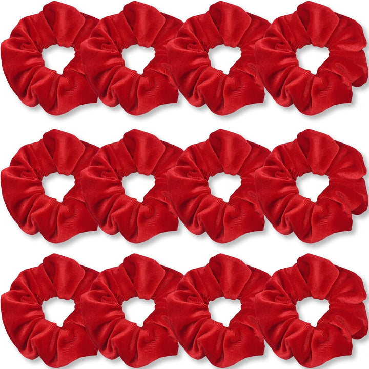 Scrunchies for Women, Premium Velvet Scrunchy for Hair, Solid Color Elastic Thick Bands, Soft Ropes Ponytail Holder Hair Accessories, 12 Pack