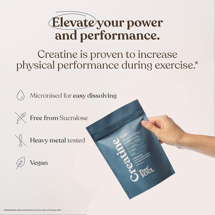 Creatine Monohydrate Powder | 100% Pure Micronised Creatine Monohydrate | Easily Dissolves | Unflavoured | Vegan | Lab-Tested | 60 Servings |