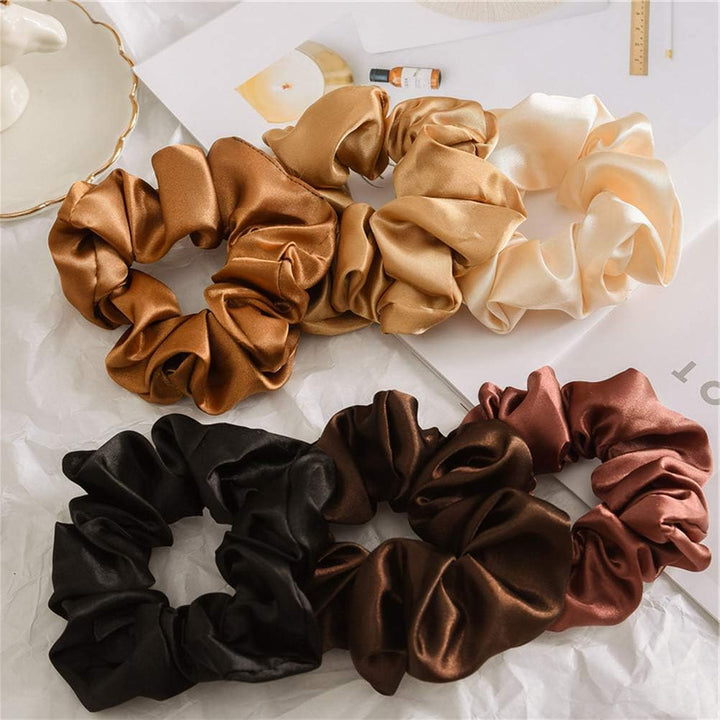 6 Pieces Hair Scrunchies, Satin Elastic Soft Hair Ties Scrunchy Hair Bands for Girls and Ladies
