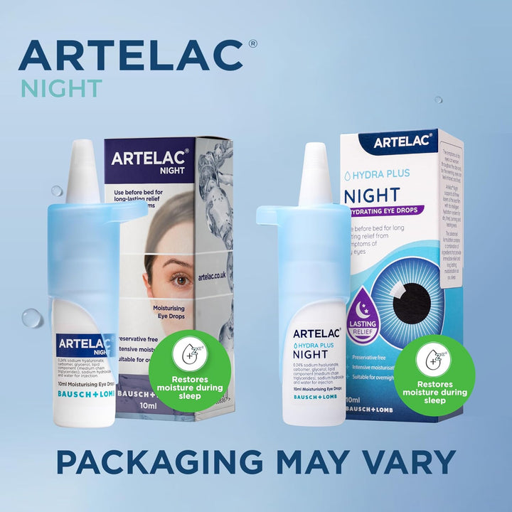 Night Eye Drops, Symptom Relief for Tired, Dry, Stressed, Gritty, Burning and Tearing Eyes, Preservative Free and Restores Moisture during Sleep, 10Ml