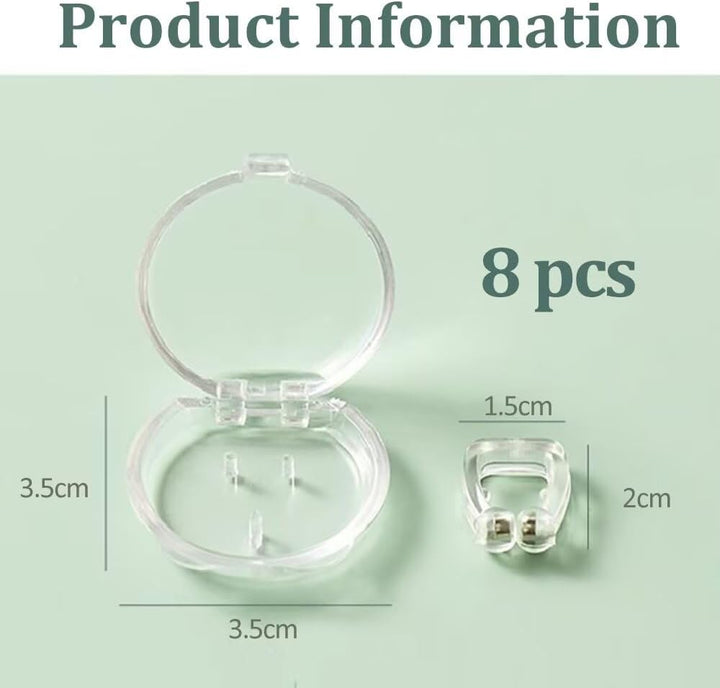 Magnetic anti Snore Nose Clip (8 Pack)- Silicone anti Snoring Nose Clip - Airing Snoring Device for Removal of Noise While Sleeping - Nasal Snore Clip for Better Sleep - Reusable Snore Aids