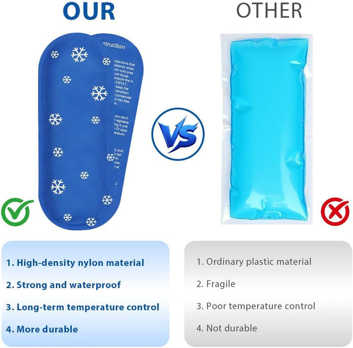 Insulin Cooler Ice Pack, 2 Pack Reusable Ice Packs Medicine Cool Bag, Cooling Gel Pack for Insulin Cool, Ice Packs for Diabetic Insulin Cooler Travel Case and Travel Medication Coolers
