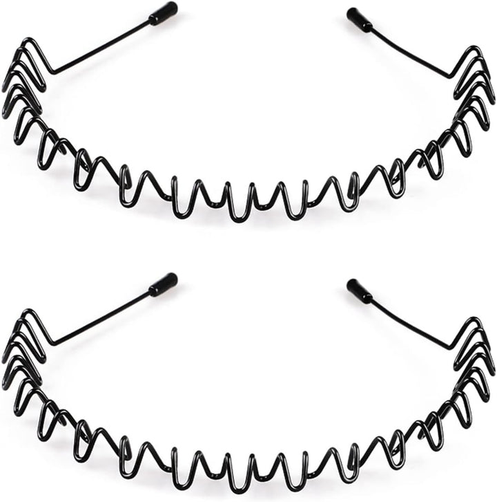 Metal Hair Band for Men,Women Elastic Wavy Hairband,Black Non-Slip Metal Headbands,Suitable for Outdoor Sports,Everyday Wear. (6 Pcs)