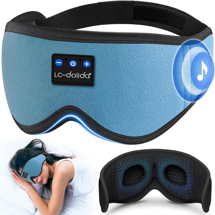 Bluetooth Sleep Mask Headphones 200% Blackout 3D Deep Eye Mask with Headphones Bluetoothv5.4 Can Play 15Hrs Breathable Eye Mask with Bluetooth Earphones for Travel,Nap Sleeping,Shift Work