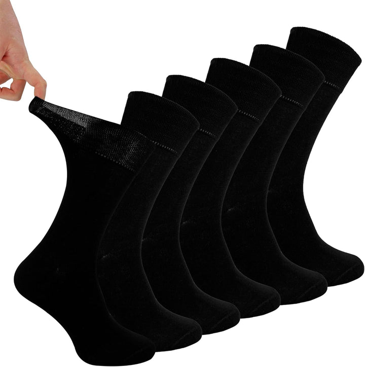 Footnurse | Mens 6-Pack Loose Non-Elastic Diabetic Socks with Hand Linked Toes Seams | 5 Colours