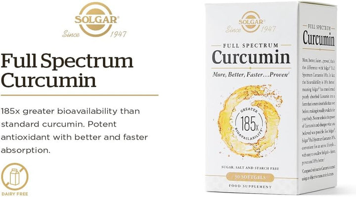 Full Spectrum Curcumin Softgels - Pack of 90 - Potent Antioxidant - Faster Absorption - Free from Sugar, Salt, Starch, Gold