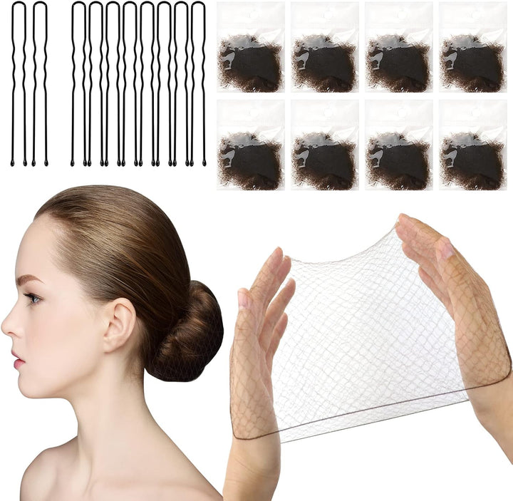 Invisible Hair Nets, 35 Pcs Brown Bun Nets for Girls, Reused Elastic Edge Mesh for Women Bun, Hair Bun Nets for Women Girls Ballet Dancer Catering