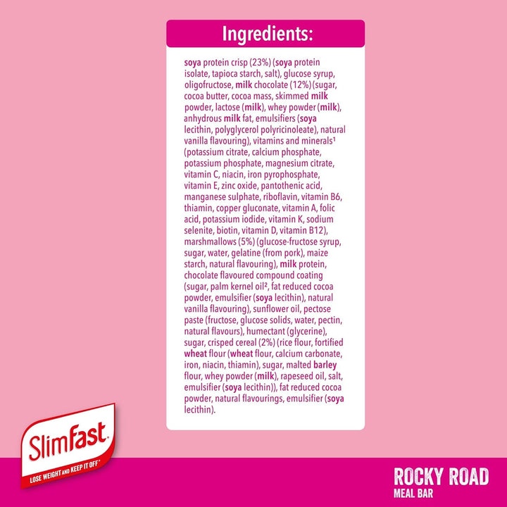 Tasty Balanced Meal Bar, Low Calorie Replacement Bars for Weight Loss and Diet, High Protein, Healthy Snacks for Adults with 23 Vitamins and Minerals, Rocky Road Flavour, Multipack, 16 X 60 G