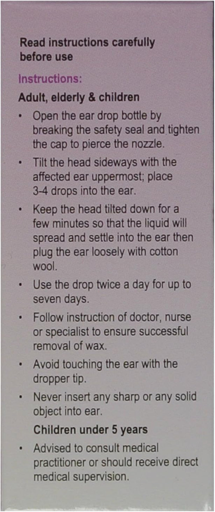 Sodium Bicarbonate Ear Drops () Softens Ear Wax and Eases Discomfort (1 Pack)