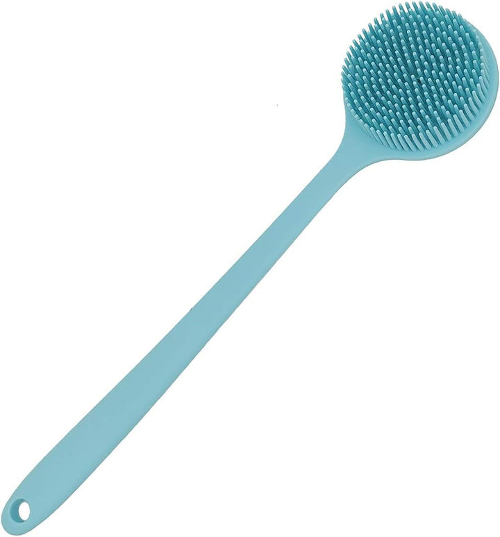 Back Scrubber for Shower Soft Silicone Bath Body Brush with Long Handle (Black)