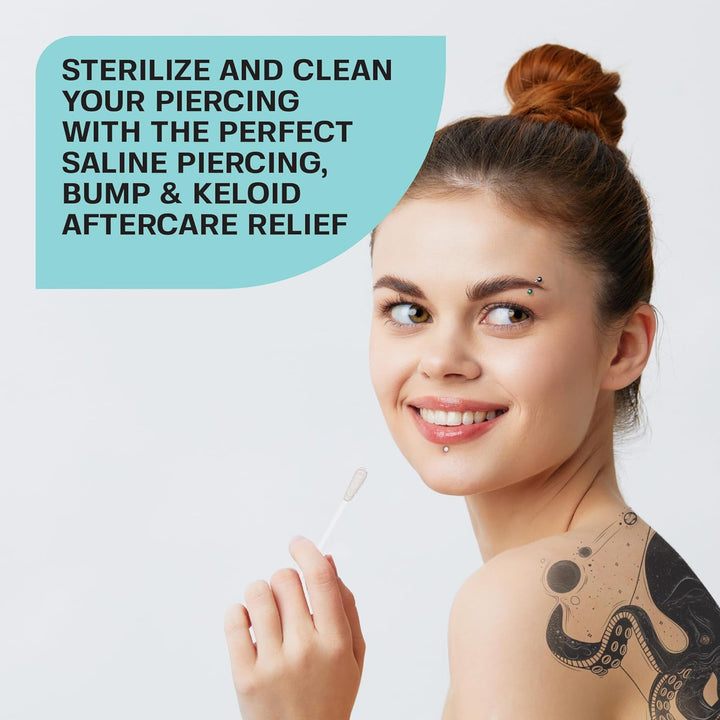 " Base Labs Piercing Aftercare Swabs for Piercing Bump Treatment Earring Cleaner for Pierced Ears, Nose Piercing Aftercare Keloid Bump Removal 36 Saline Cleaning Solution Buds"