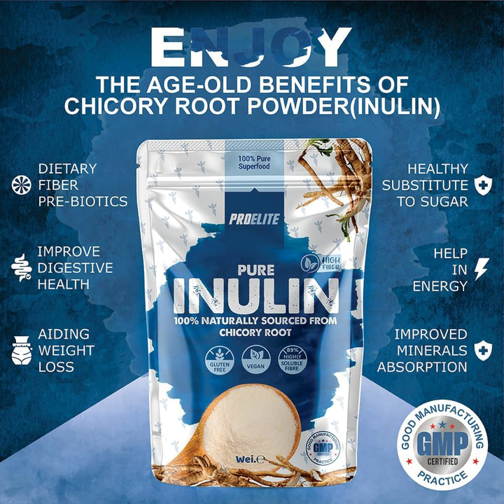 Pure Inulin Powder Prebiotic Soluble Fibre Powder - Vegan, GMO Free, Gluten Free Made in EU from Natural Chicory Root Fructo Oligosaccharide FOC Powder by  (250G)