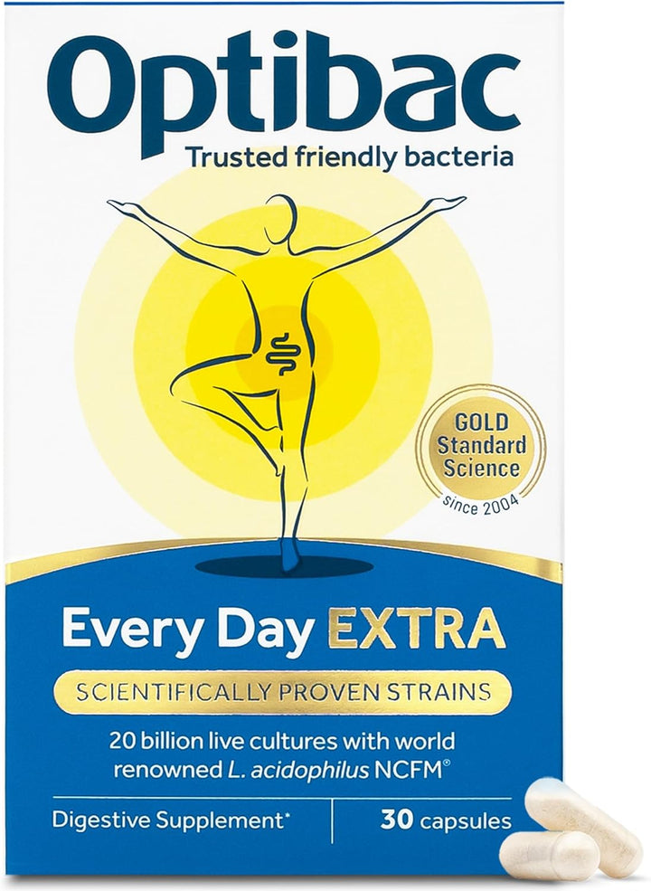 Probiotics Every Day Extra - Advanced Digestive Probiotic Supplement - Most Researched Lactobacillus Acidophilus - 30 Vegan Capsules