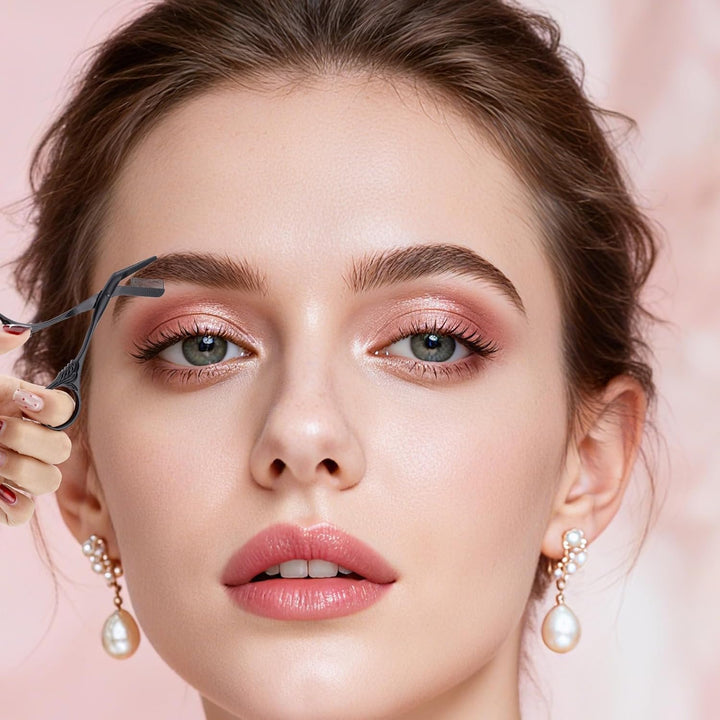 Professional Eyebrow Scissors, Stainless Steel Brow Shaper Grooming Scissors Precision Trimmer with Comb Black Non-Slip Trimming Sterile Scissor for Women Men