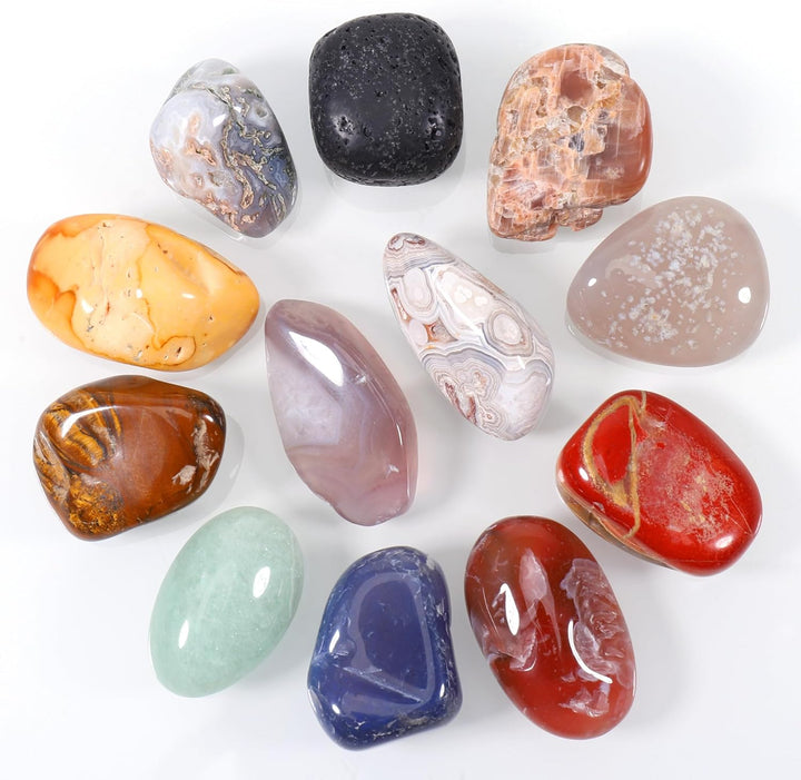 18 Pcs Healing Crystal Stones, Natural Gemstones Healing Crystal Gifts Palm Stones Reiki Chakra Crystals, Lucky Polished Pocket Stone for Anxiety Stress Relief, Balancing Yoga, Meditation