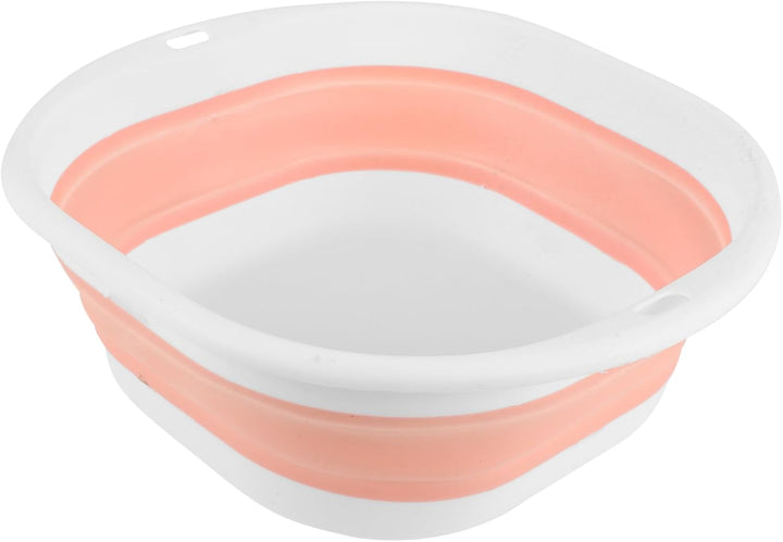 Collapsible Portable Washbasin for Face Washing with Hook Space-Saving Foldable Basin for Travel Home Outdoor Use and Multifunctional Small Wash Bowl in Pink and White