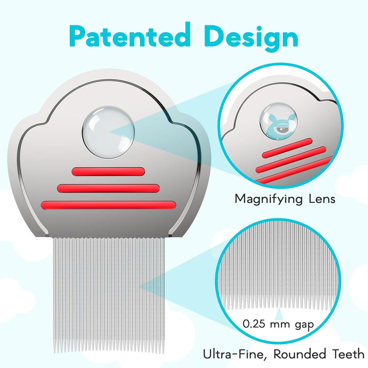 Lice Comb - Stainless Steel Lice Comb for Kids - Effective Nit Comb - Lice Combs for Thick Hair - Durable and Easy to Clean