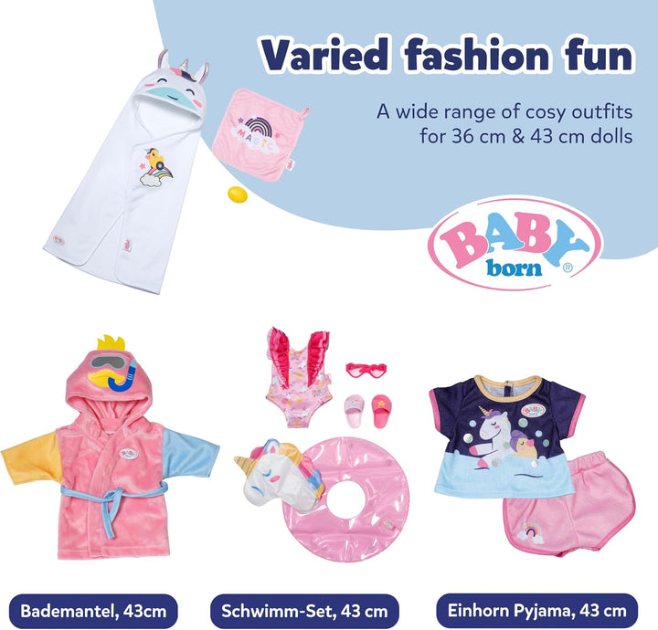 Towel Set I Unicorn Hooded Towel & Rainbow Towel for Dolls I Soft Baby Towel & Toddler Bath Towel I Plush Towel Set for 36 Cm & 43 Cm Dolls I Bath Time Essentials