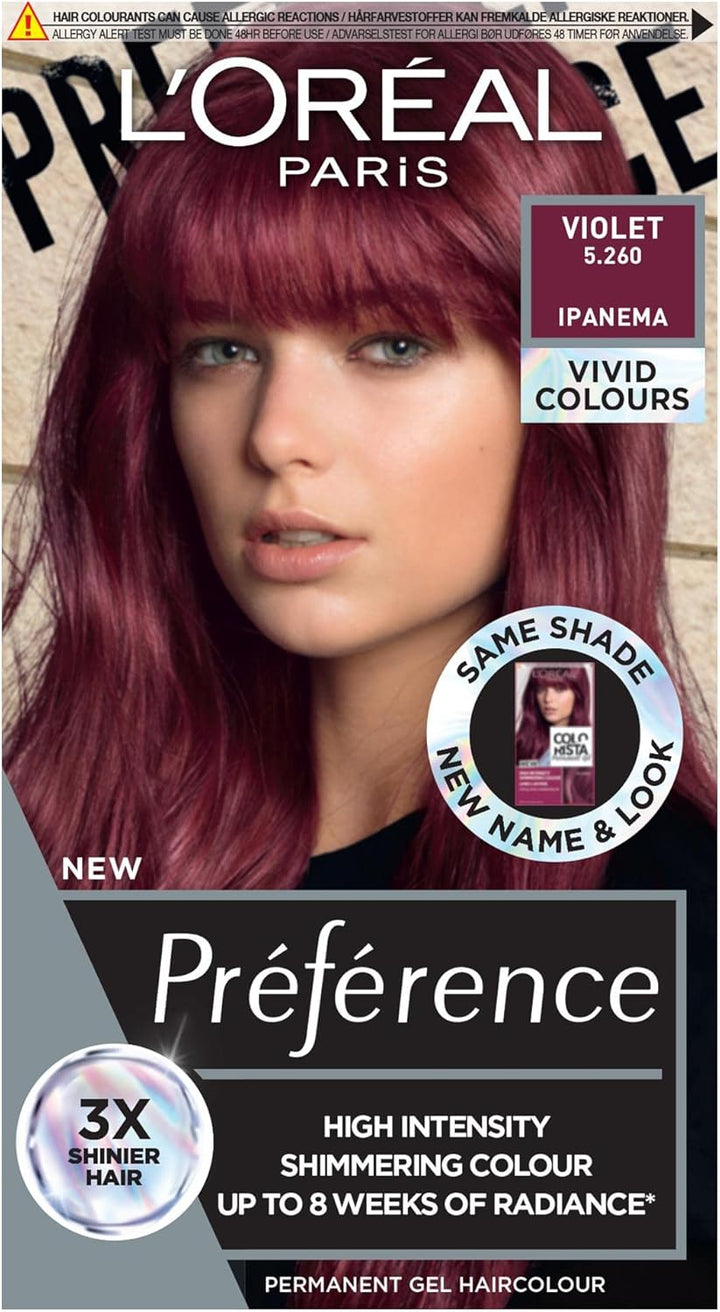 Paris Permanent Hair Colour, Long-Lasting Shine and Intense Colour, for up to 8 Weeks, Preference Vivids (Colorista), Bright Red 8.624, X1 Pack