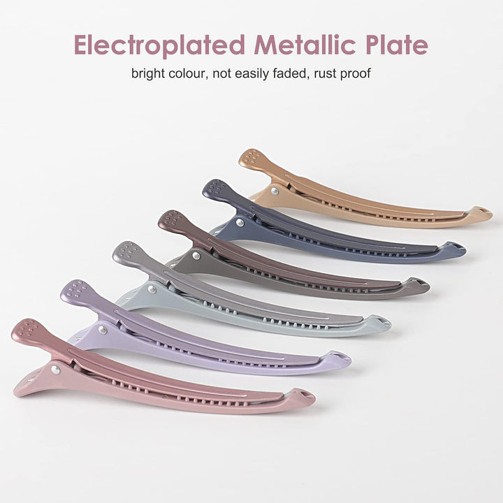 6PCS Sectioning Hair Clips for Styling, Anti-Slip No-Trace Salon Hair Sectioning Clips with Silicone Band