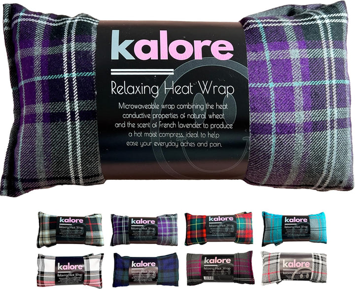 Wheat Bags Microwavable Neck and Shoulder Wrap - Relaxing Lavender Heat Bags Microwavable for Comfort - Tartan Cotton Fabric with UK Wheat Heat Bags Microwavable Compress by  - Purple